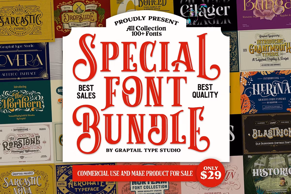 Special! Font Bundle + Bonus Free Download Free Download